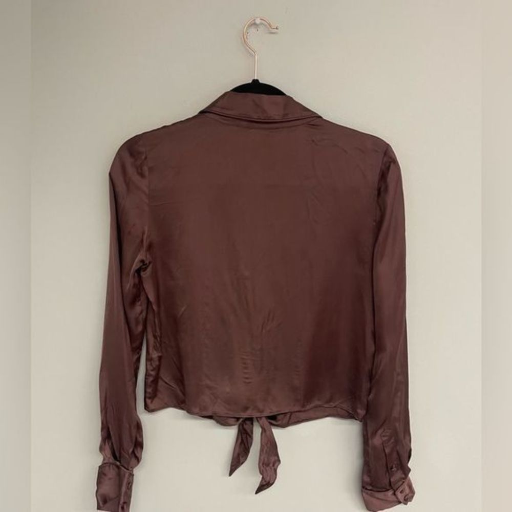 Wilfred Chocolate Brown Tie-Front Blouse - Picture 3 of 6